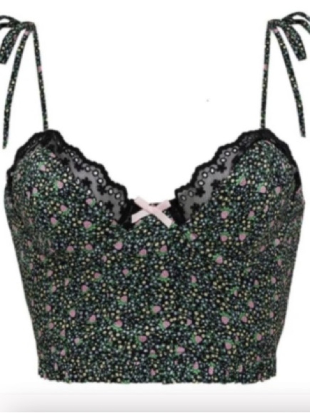 Revolve For Love & Lemons Farrah Bustier Coquette Fairy Floral Strawberry top